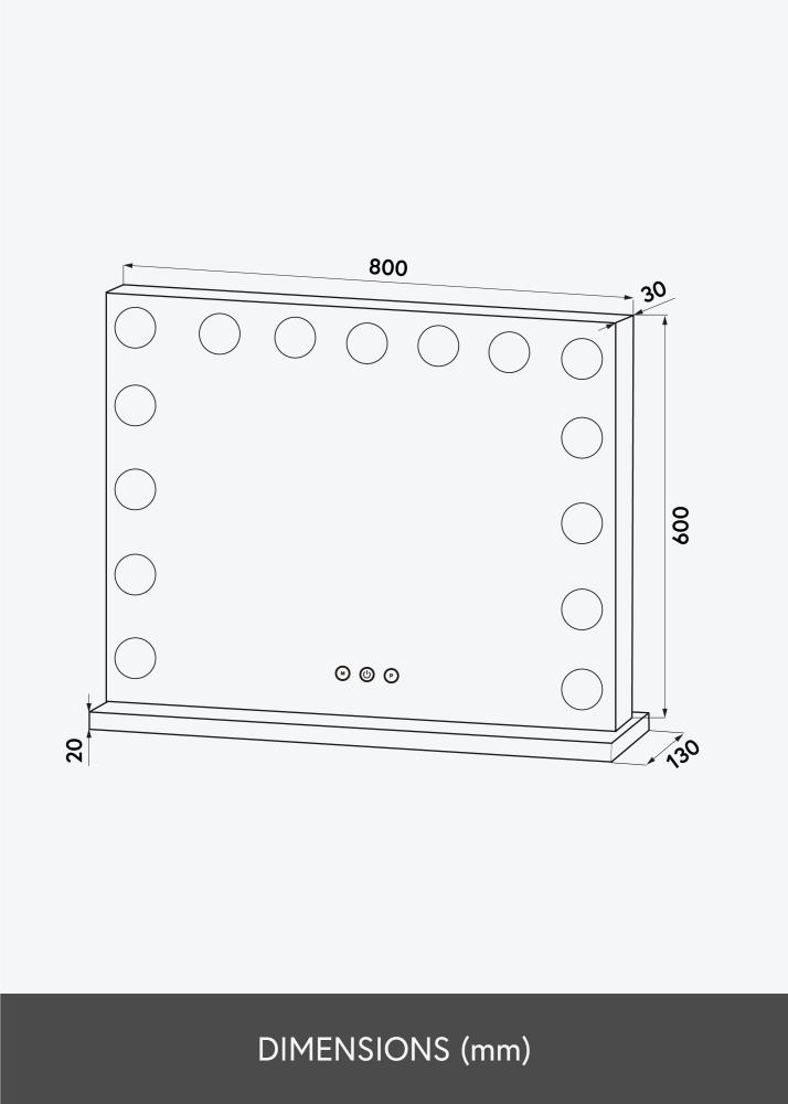 KAILA Sminkespeil Vanity LED 15 Hvit 80x60 cm