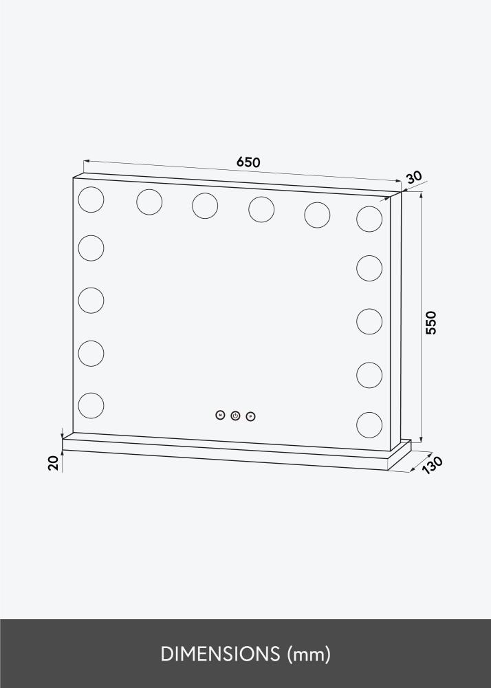 KAILA Sminkespeil Base LED 14 Sølv 65x56 cm