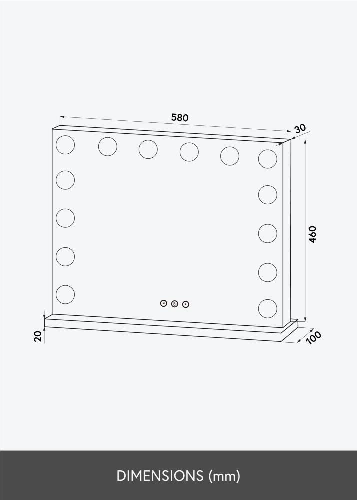 KAILA Sminkespeil Base LED 14 Sølv 56x46 cm