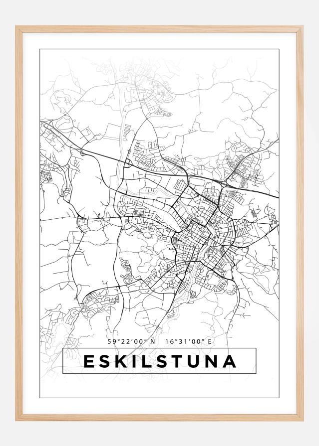 Kart - Eskilstuna - Hvit Plakat