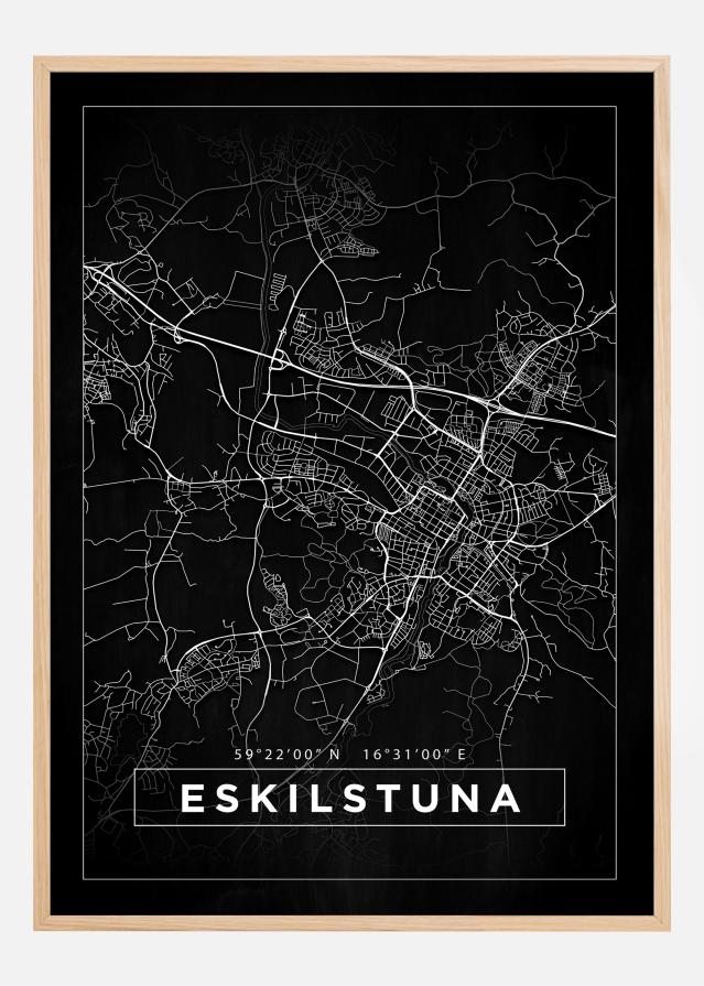 Kart - Eskilstuna - Svart Plakat