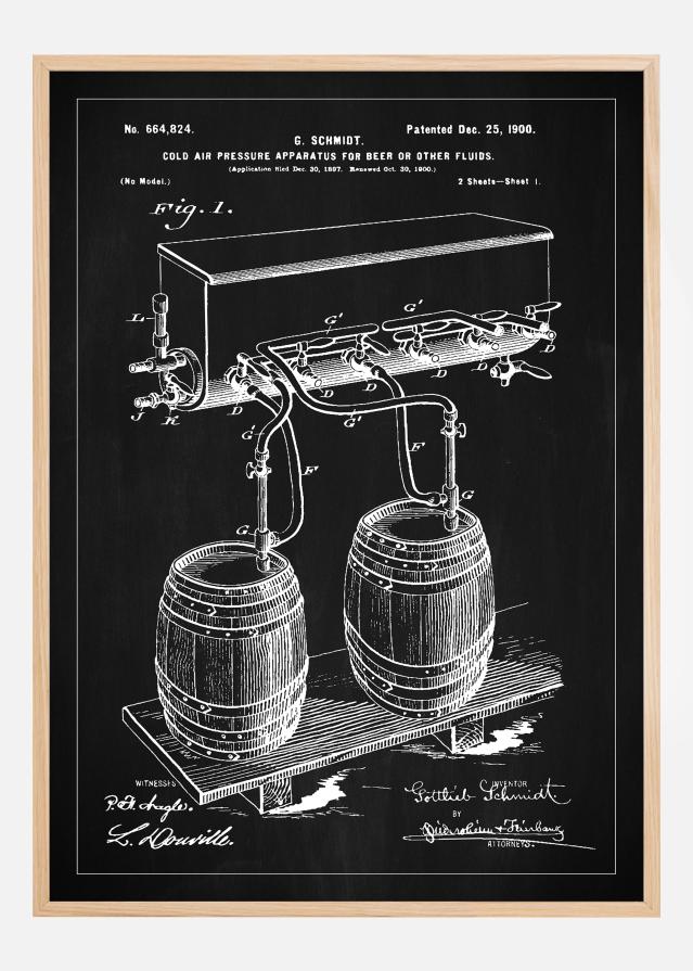 Patent Print - Beer Kegs - Black Plakat