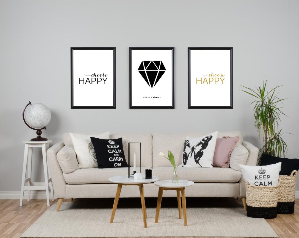 Choose happy - Svart Plakat