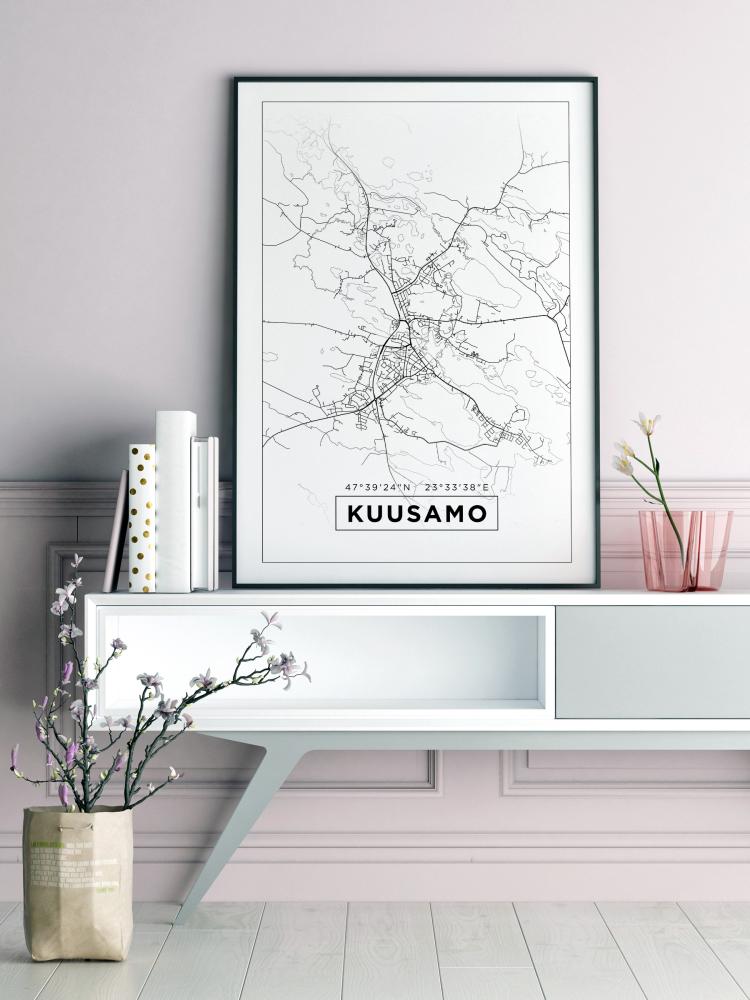 Kart - Kuusamo - Hvit Plakat