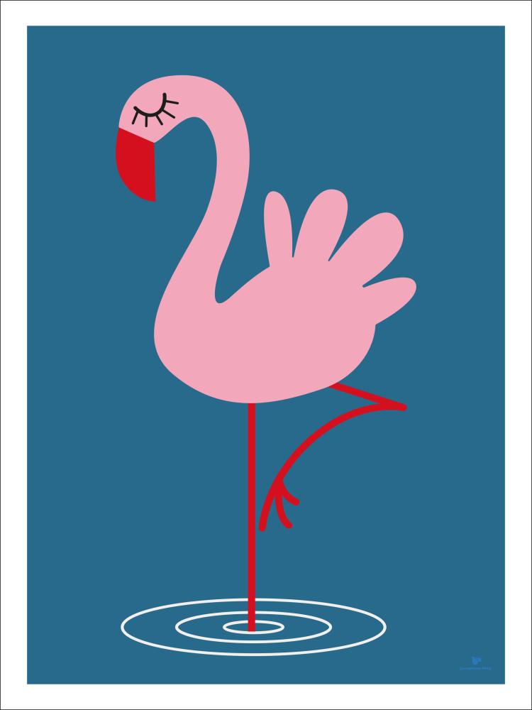 Flamingo - Blue Plakat