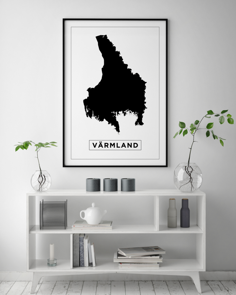 Kart - Värmland - Hvit Plakat