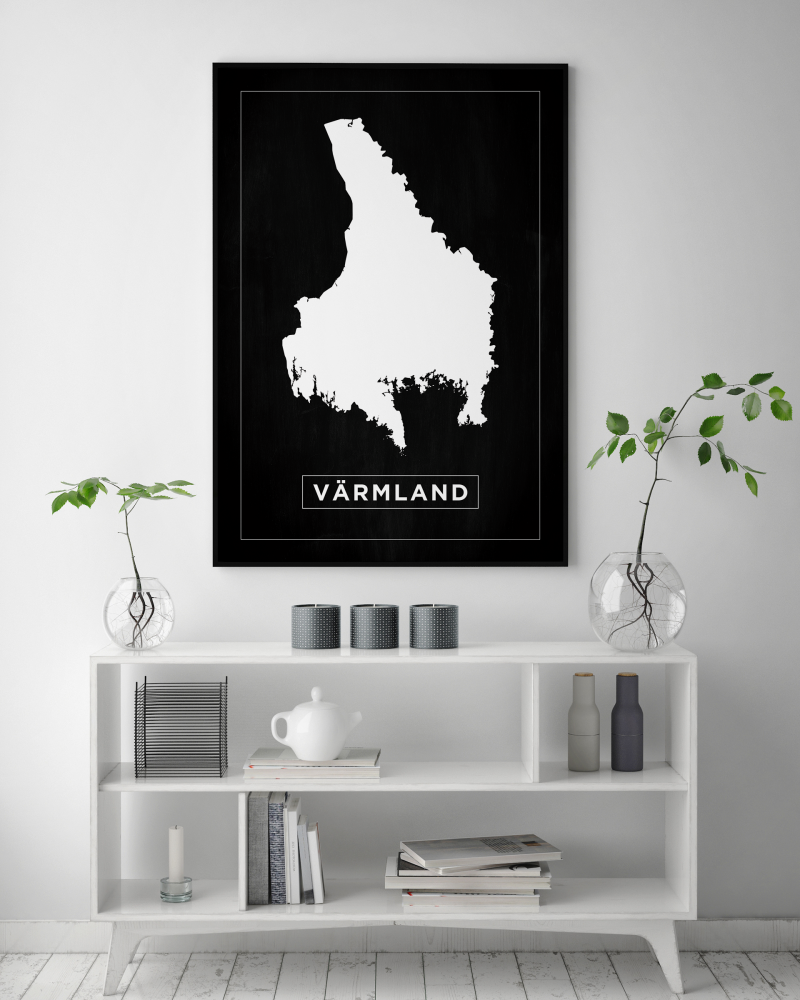 Kart - Värmland - Svart Plakat